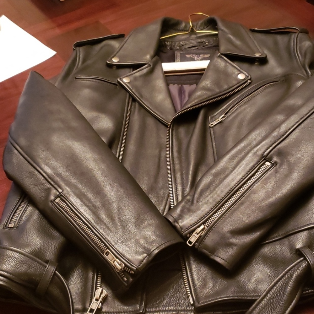 Leather biker jacket size large